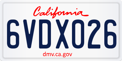 CA license plate 6VDX026