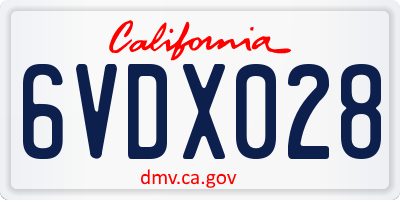 CA license plate 6VDX028