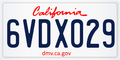 CA license plate 6VDX029
