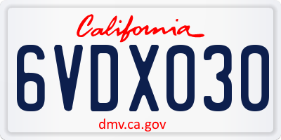 CA license plate 6VDX030
