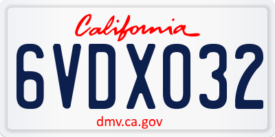 CA license plate 6VDX032