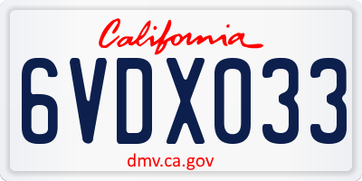 CA license plate 6VDX033