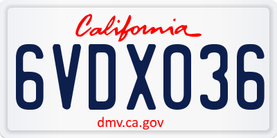CA license plate 6VDX036