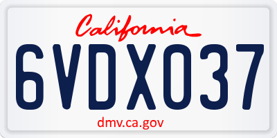 CA license plate 6VDX037