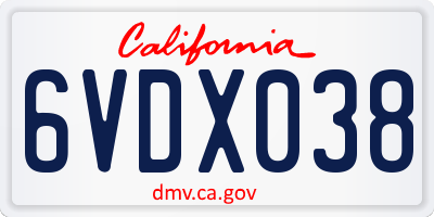 CA license plate 6VDX038