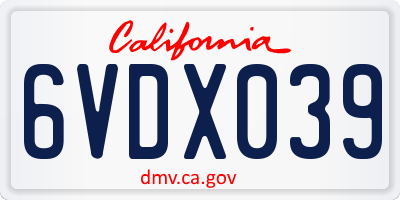 CA license plate 6VDX039