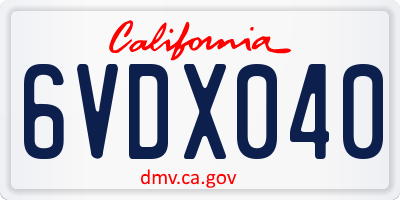 CA license plate 6VDX040