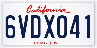 CA license plate 6VDX041