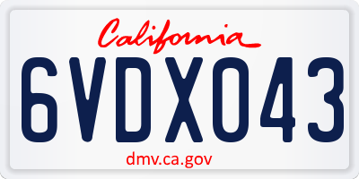 CA license plate 6VDX043