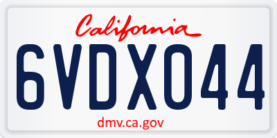 CA license plate 6VDX044
