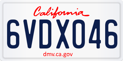 CA license plate 6VDX046