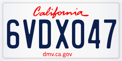 CA license plate 6VDX047