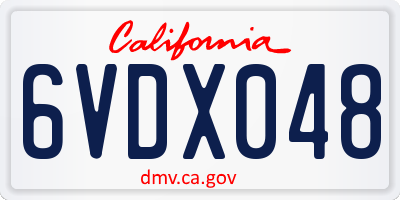 CA license plate 6VDX048