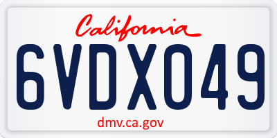CA license plate 6VDX049