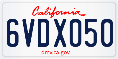CA license plate 6VDX050