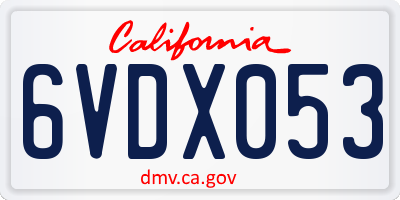 CA license plate 6VDX053