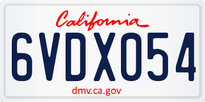CA license plate 6VDX054