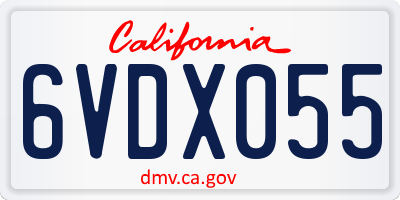 CA license plate 6VDX055