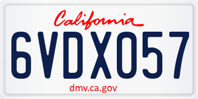 CA license plate 6VDX057
