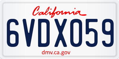 CA license plate 6VDX059