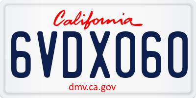 CA license plate 6VDX060