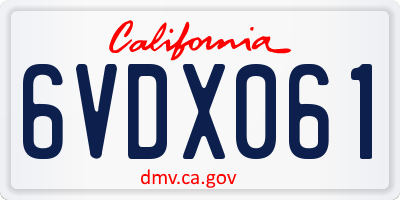 CA license plate 6VDX061