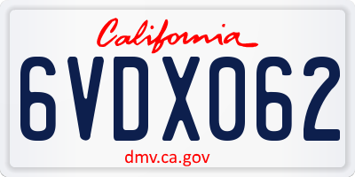 CA license plate 6VDX062