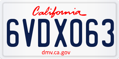 CA license plate 6VDX063