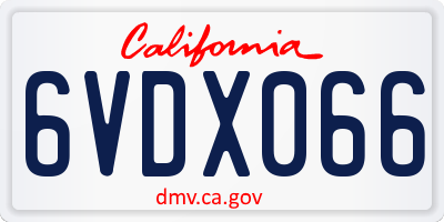 CA license plate 6VDX066