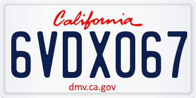 CA license plate 6VDX067