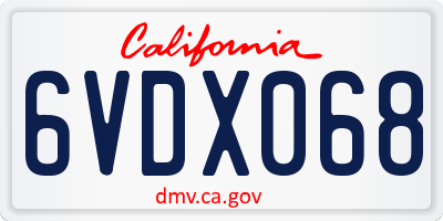 CA license plate 6VDX068