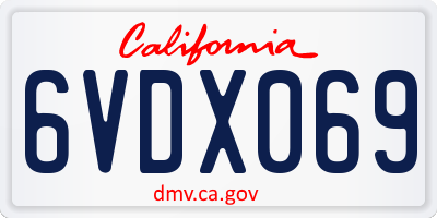 CA license plate 6VDX069
