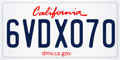 CA license plate 6VDX070
