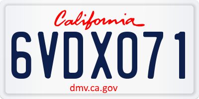 CA license plate 6VDX071