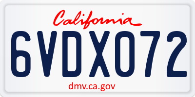 CA license plate 6VDX072