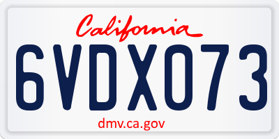 CA license plate 6VDX073