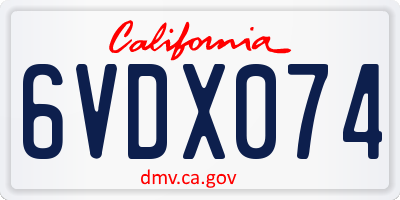 CA license plate 6VDX074