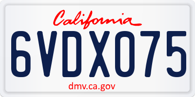 CA license plate 6VDX075