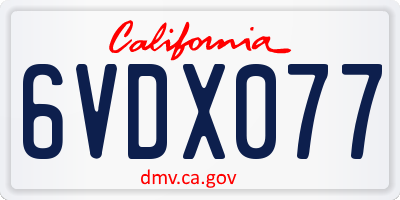 CA license plate 6VDX077