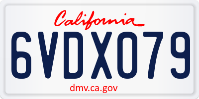 CA license plate 6VDX079