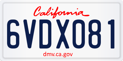 CA license plate 6VDX081