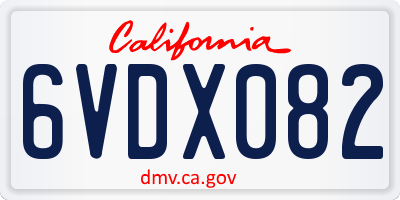 CA license plate 6VDX082