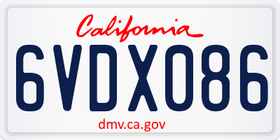 CA license plate 6VDX086