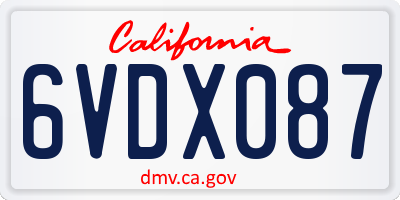 CA license plate 6VDX087