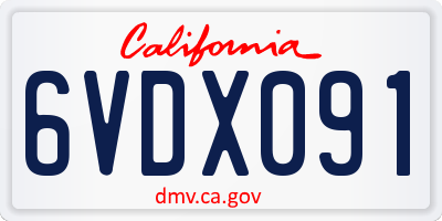 CA license plate 6VDX091