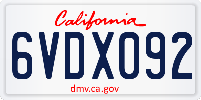 CA license plate 6VDX092