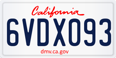 CA license plate 6VDX093