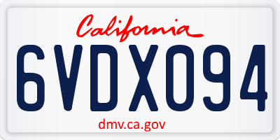 CA license plate 6VDX094