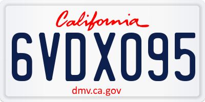 CA license plate 6VDX095