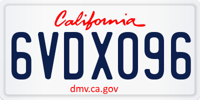 CA license plate 6VDX096
